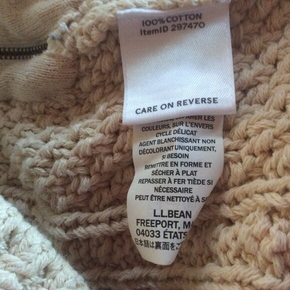 L.L. Bean Signature Beige/Ivory Fisherman Chunky Cable Knit Tunic Sweater Small - Picture 3 of 5